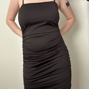 black ruched cocktail dresses